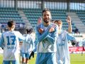 Adri Rodríguez, del Céltiga FC, celebra el gol ante Castilla y León