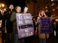 Asistentes a una manifestación del 8-M en O Salnés