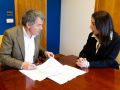 El presidente de Portos, José Antonio Álvarez, y la alcaldesa, Maite Tocino