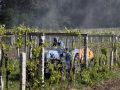 Medio Rural reabre a información pública el decreto sobre zonas vulnerables a nitratos con O Salnés en el aire Un tractor sulfatando en una finca de Castrelo