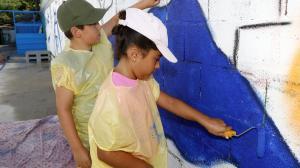 Mural refugio cambados niños aniversario concello