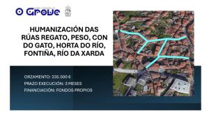 Cartel de las calles afectadas por las obras en O Grove