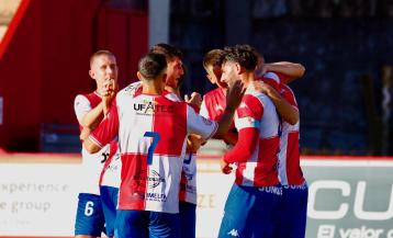 Los arlequinados celebrando un gol en el último partido