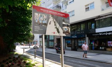 Cartel que anuncia las obras