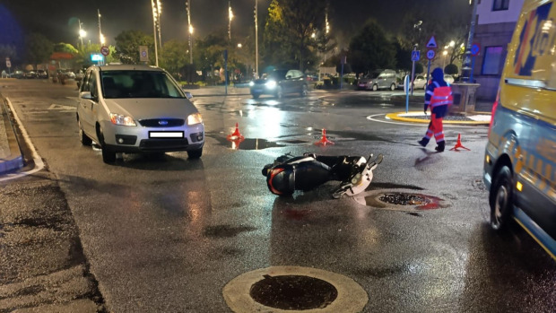 Un momento del accidente de tráfico en O Grove