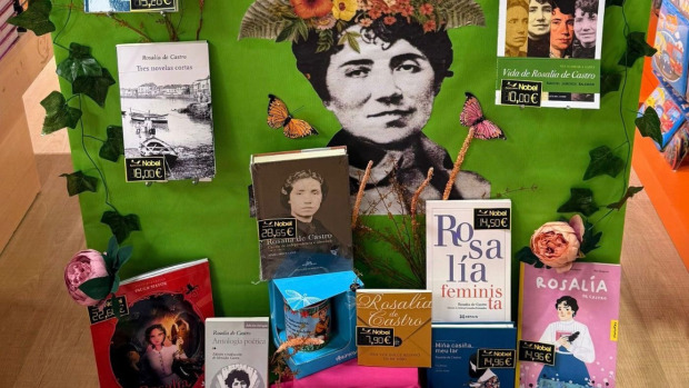 Escaparate de la librería Nobel en Vilagarcía 