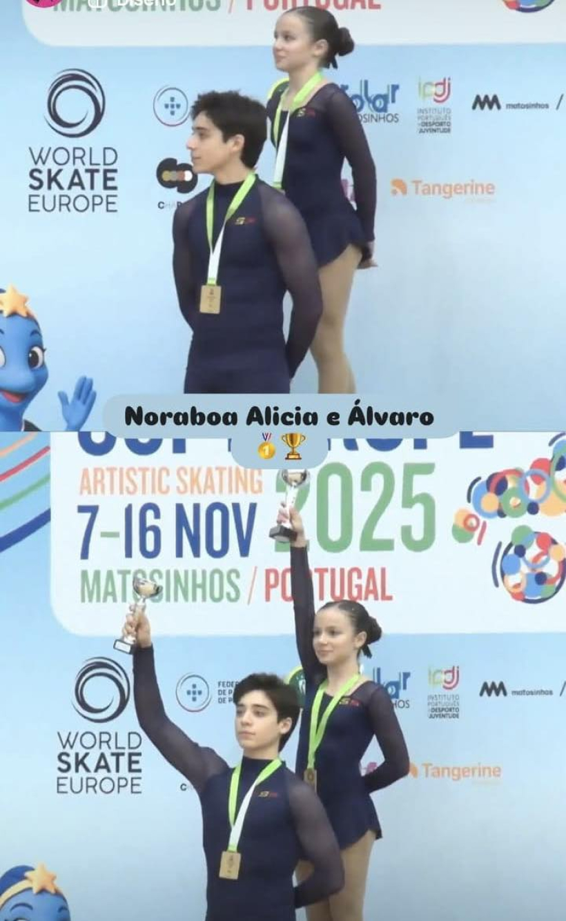 Alicia y Álvaro tras conseguir el oro
