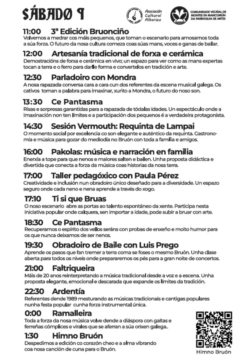 Programación del  Bruón Folk Fest para el sábado