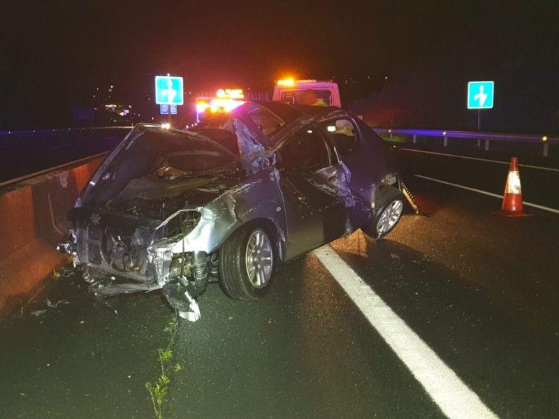 Coche volcado autovía salnés accidente