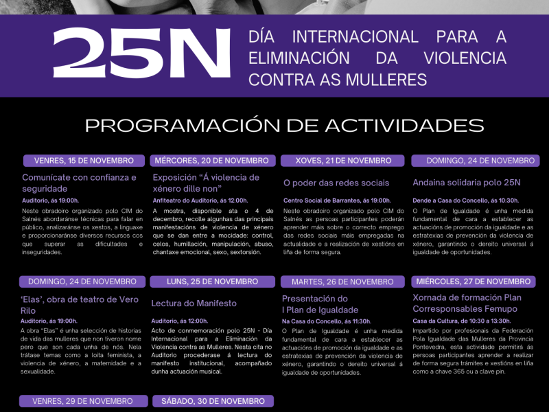 Cartel programaciu00f3n 25N Ribadumia