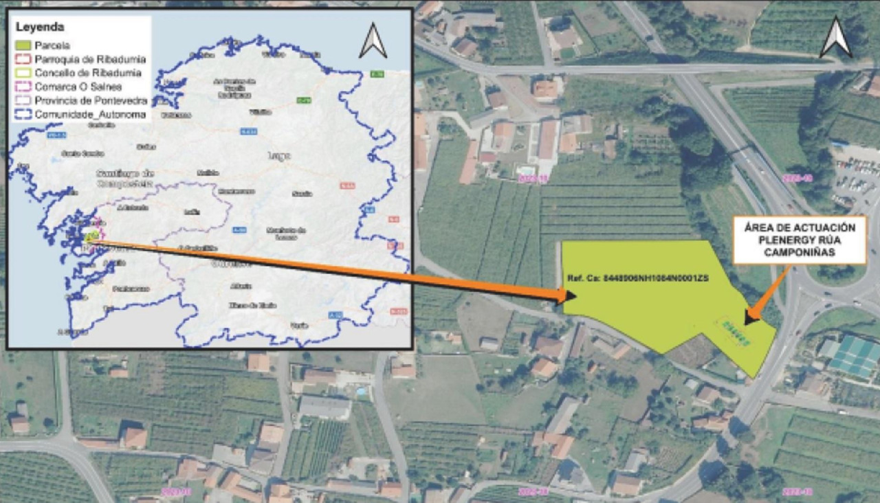 Detalle de la ubicación en cuestión, en la parroquia ribadumiense de Barrantes