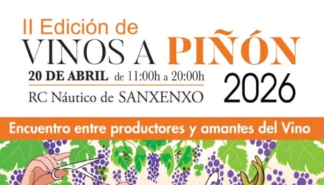 Cartel de la segunda edición de Vinos a Piñón en Sanxenxo