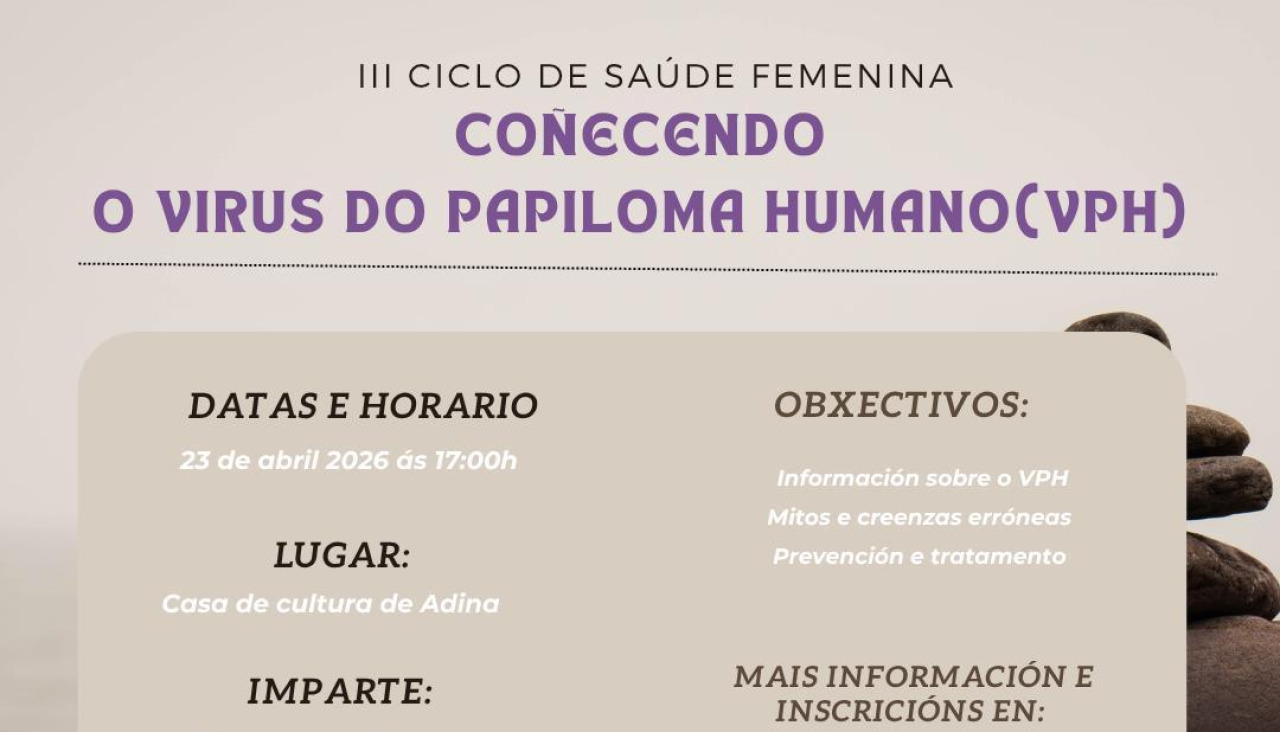 Cartel de la charla sobre el Virus del Papiloma Humano en Sanxenxo