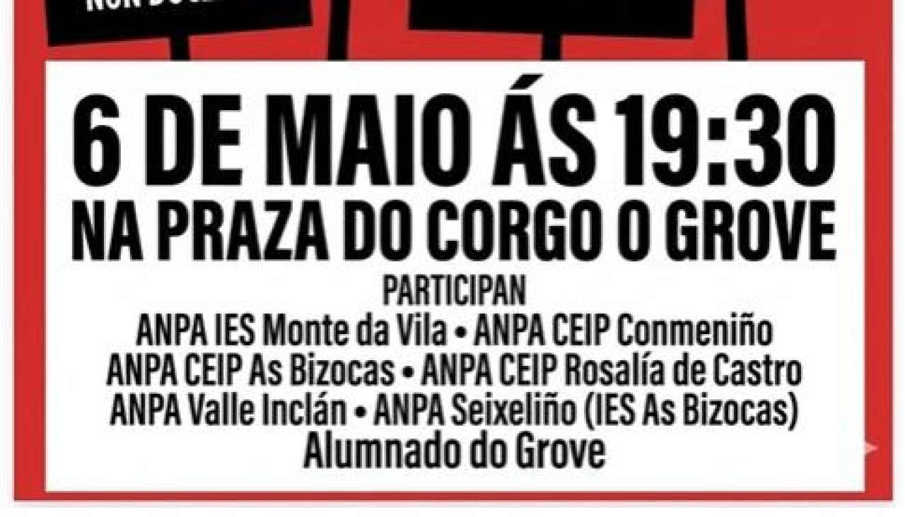 Cartel de la movilización convocada por la comunidad educativa en O Grove