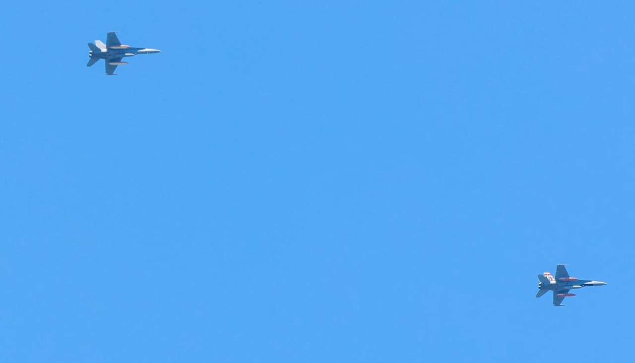 Imagen de aeronnaves del Ejército del Aire que sobrevoló el espacio aéreo de la Ría de Arousa