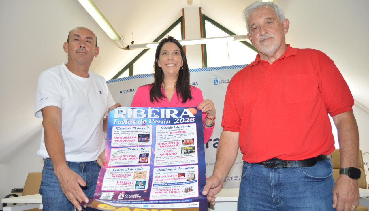 Fernando Abraldes, María Sampedro y José Alonso presentaron el cartel de los festejos | Chechu Río