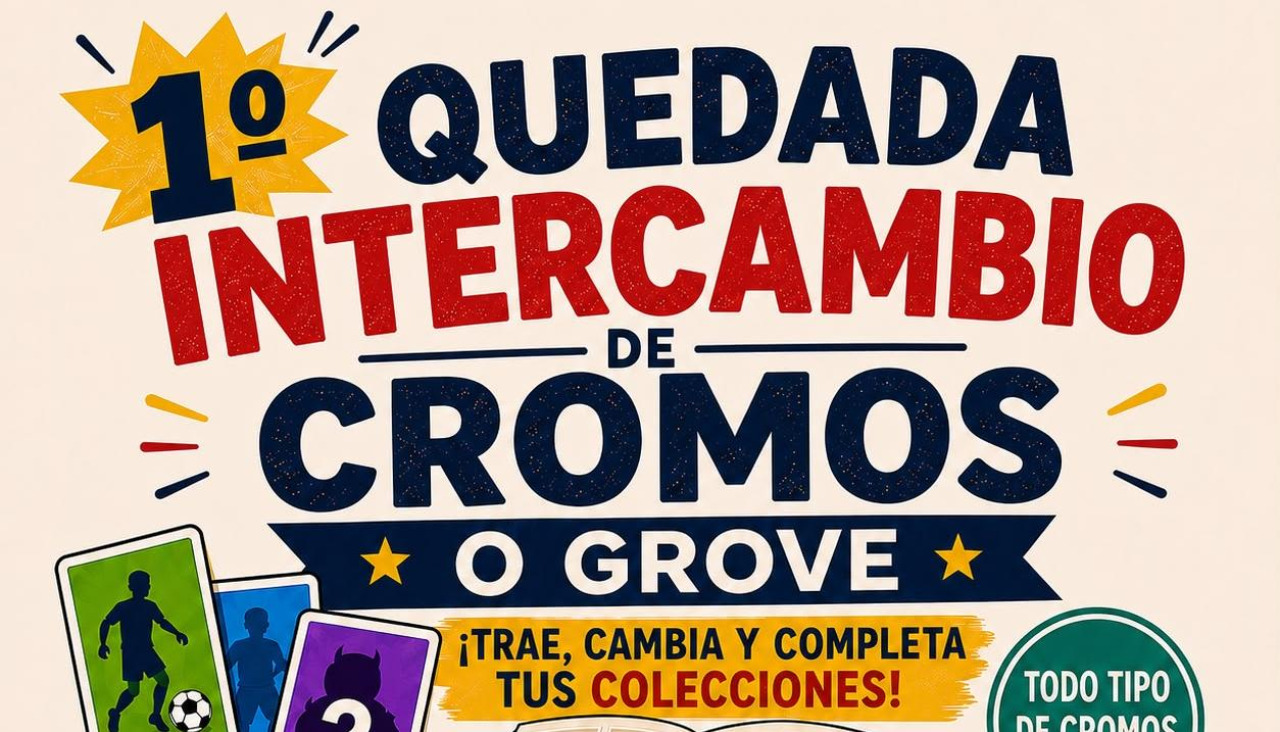 Cartel de la quedada para el intercambio de cromos