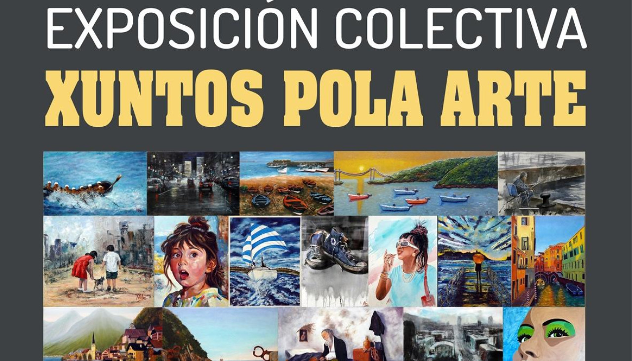 Cartel de la exposición colectiva 'Xuntos pola arte' de Ribeira