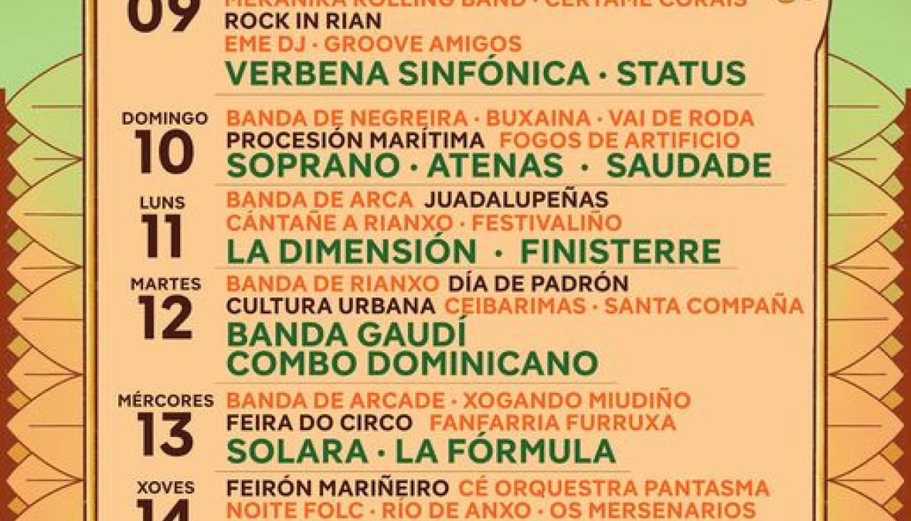 Cartel festas de A Guadalupe Rianxo