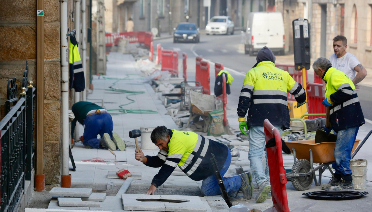 Obras aceras avenida galicia cambados