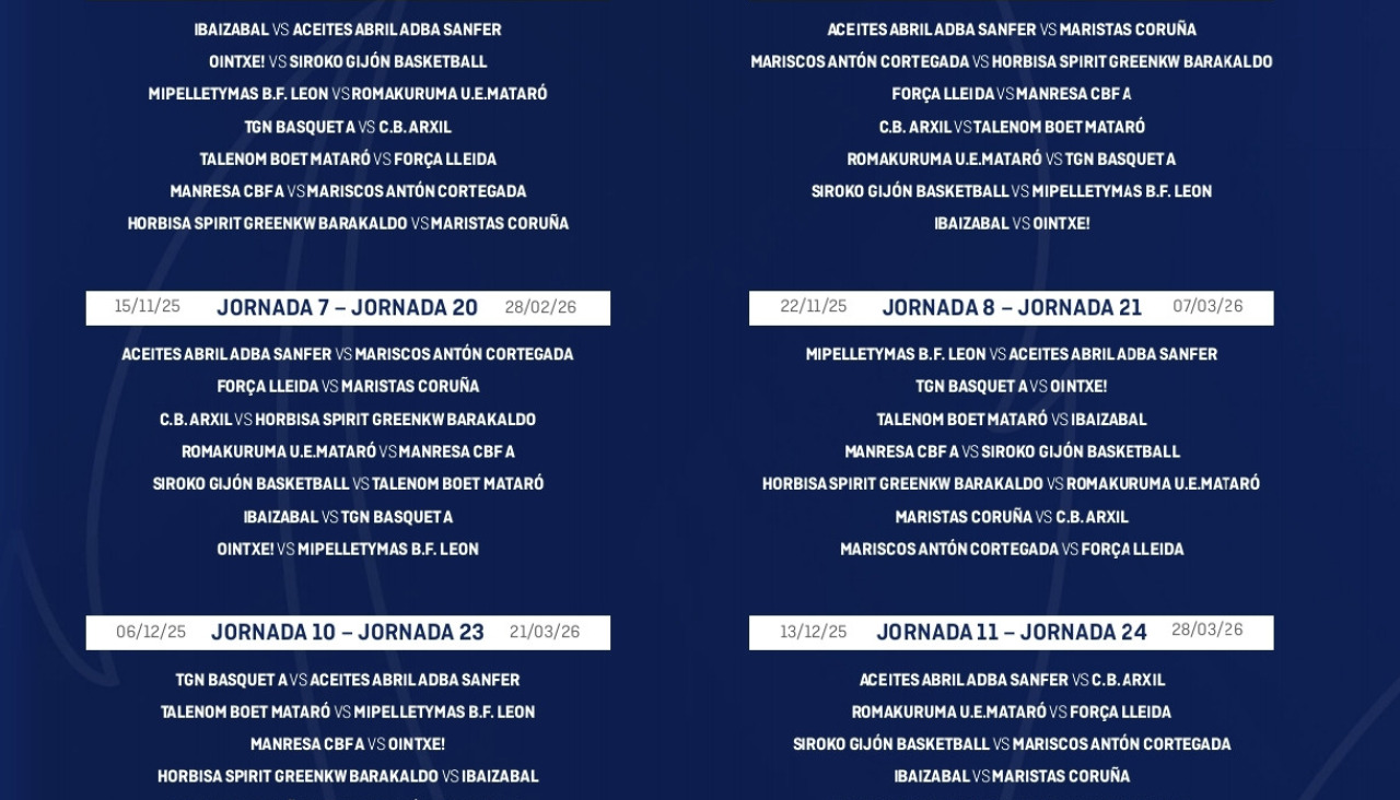 Calendario Liga Femenina 2