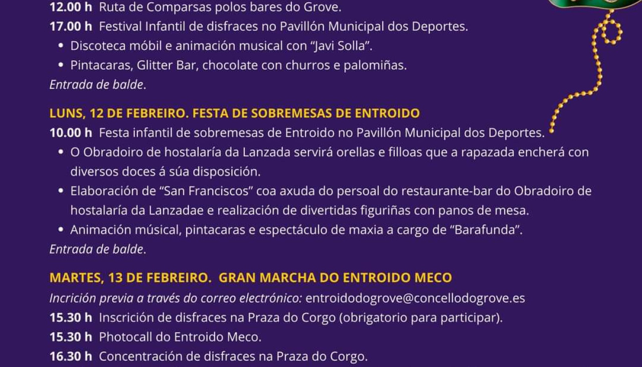 Programacion entroido o grove