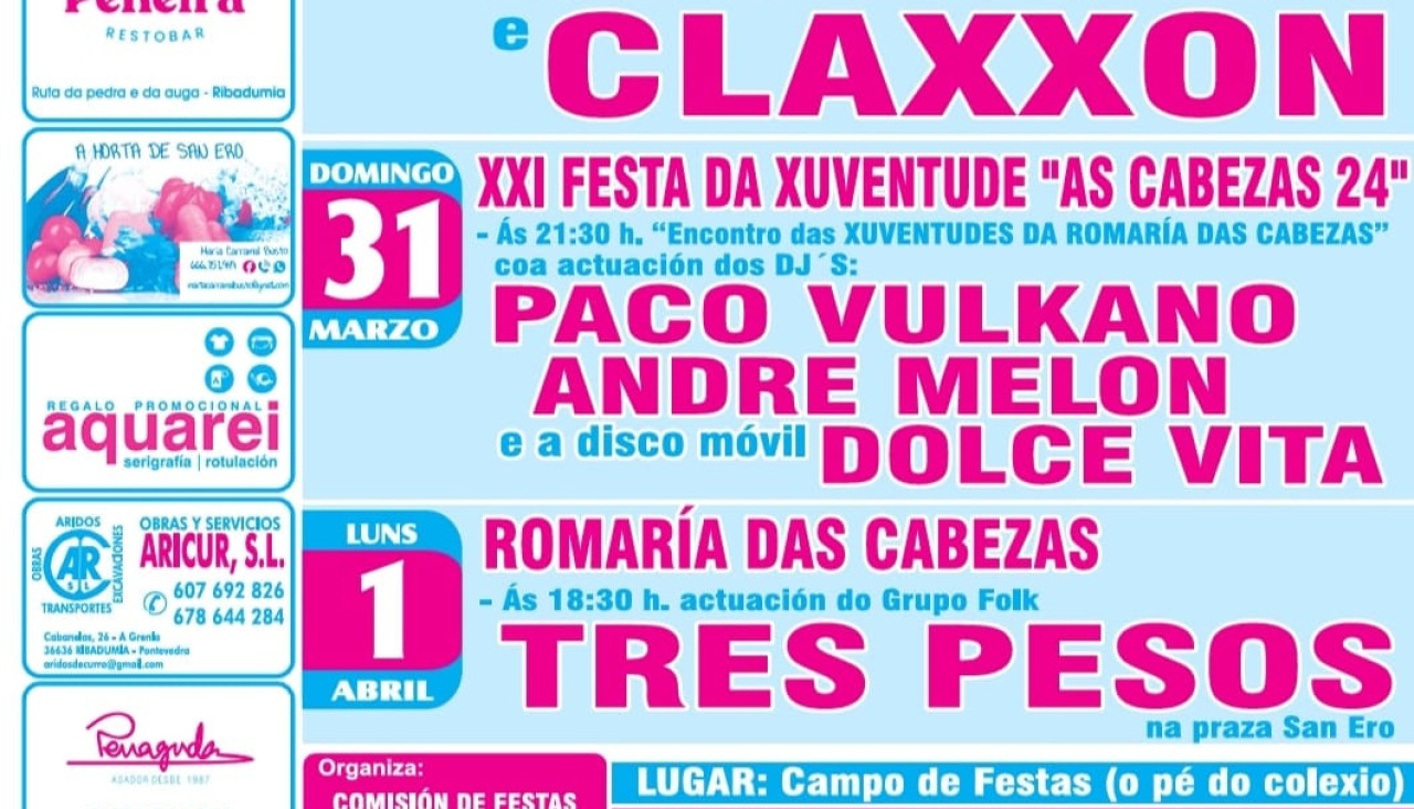 Cartel fiesta romería virxe cabezas armenteira