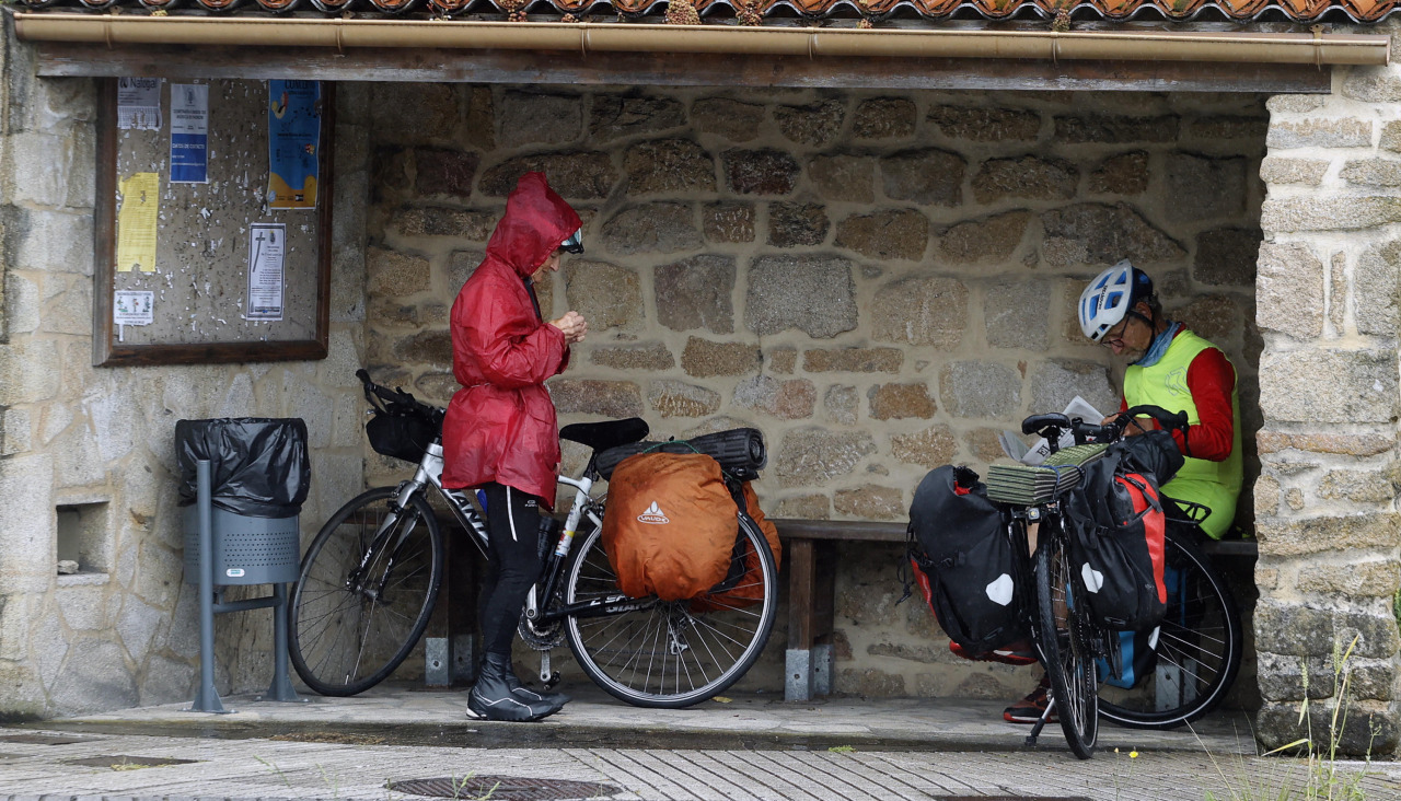 Bicigrinos durante el Camino de Santiago a su paso por Caldas