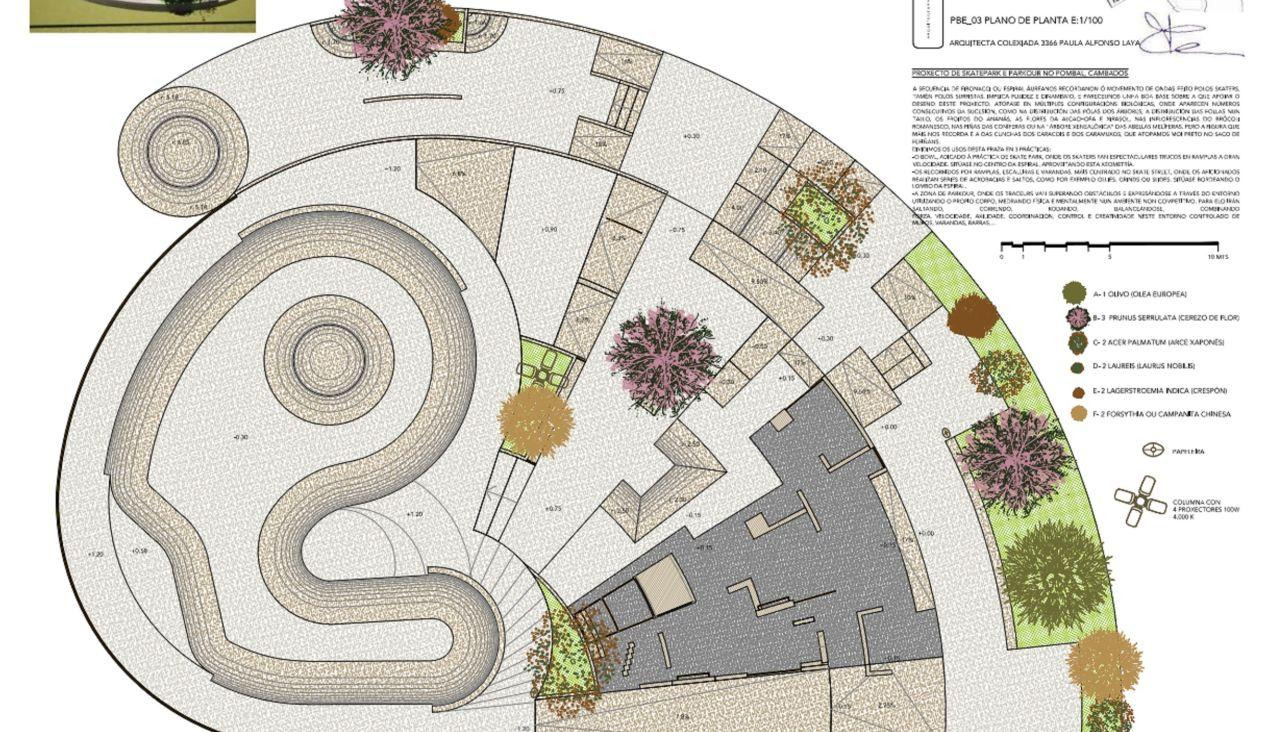 Uno de los planos donde se vislumbra el diseño del skatepark