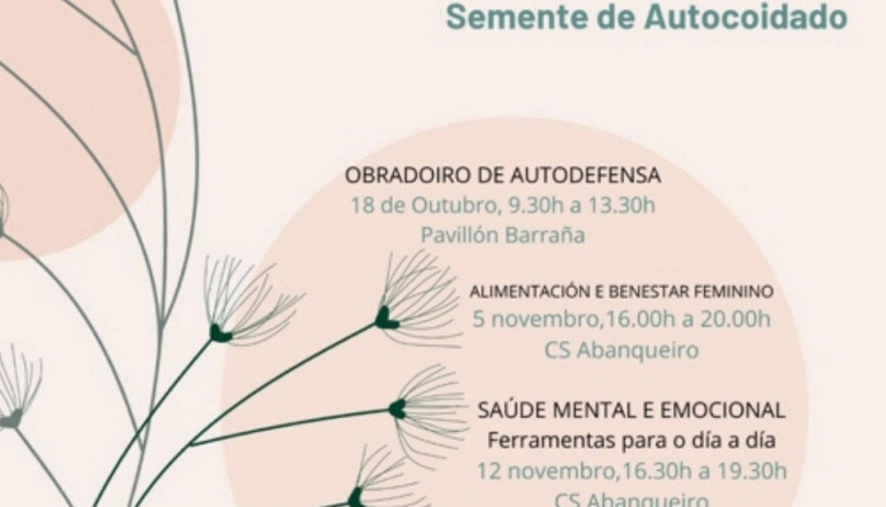 Cartel con las actividades enmarcada en el programa 'Muller e Saúde' en Boiro