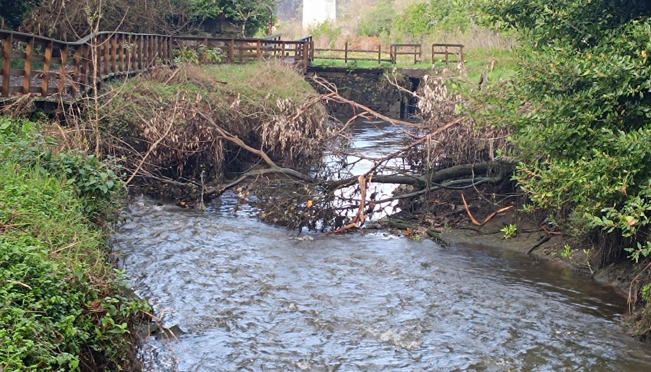 Tramo del paseo fluvial del río Catoira próximo al Muíño do Cura