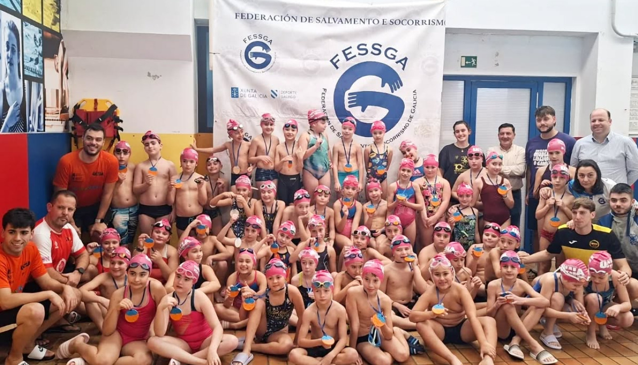 Os participantes nos I Xogos Alevins Vila Termal