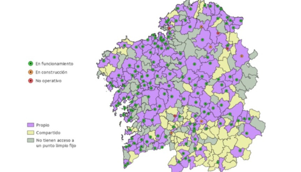 Cobertura de la red de puntos limpios fijos según su situación
