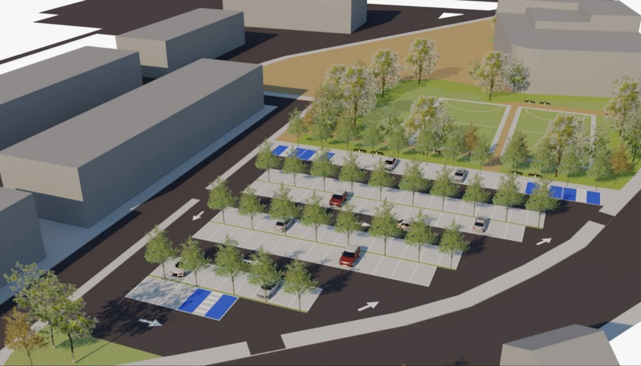 Imagen del proyecto en el que está trabajando el Gobierno local para su desarrollo para levar a cabo en el entorno del auditorio, y que contempla la renovación y cubrición del parque infantil