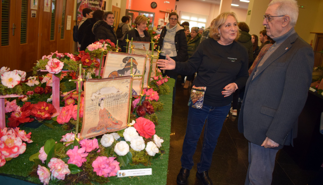 Algunas de las variedades de camelias que se pudieron ver durante todo el fin de semana en el Auditorio de Valga 