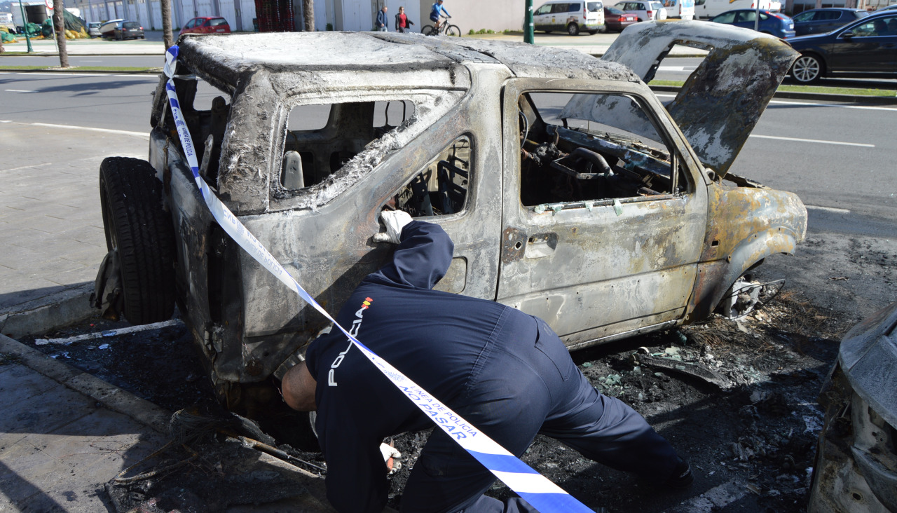 Un componente de la unidad científica de la comisaría del Cuerpo Nacional de Policía estuvo investigando el origen del fuego