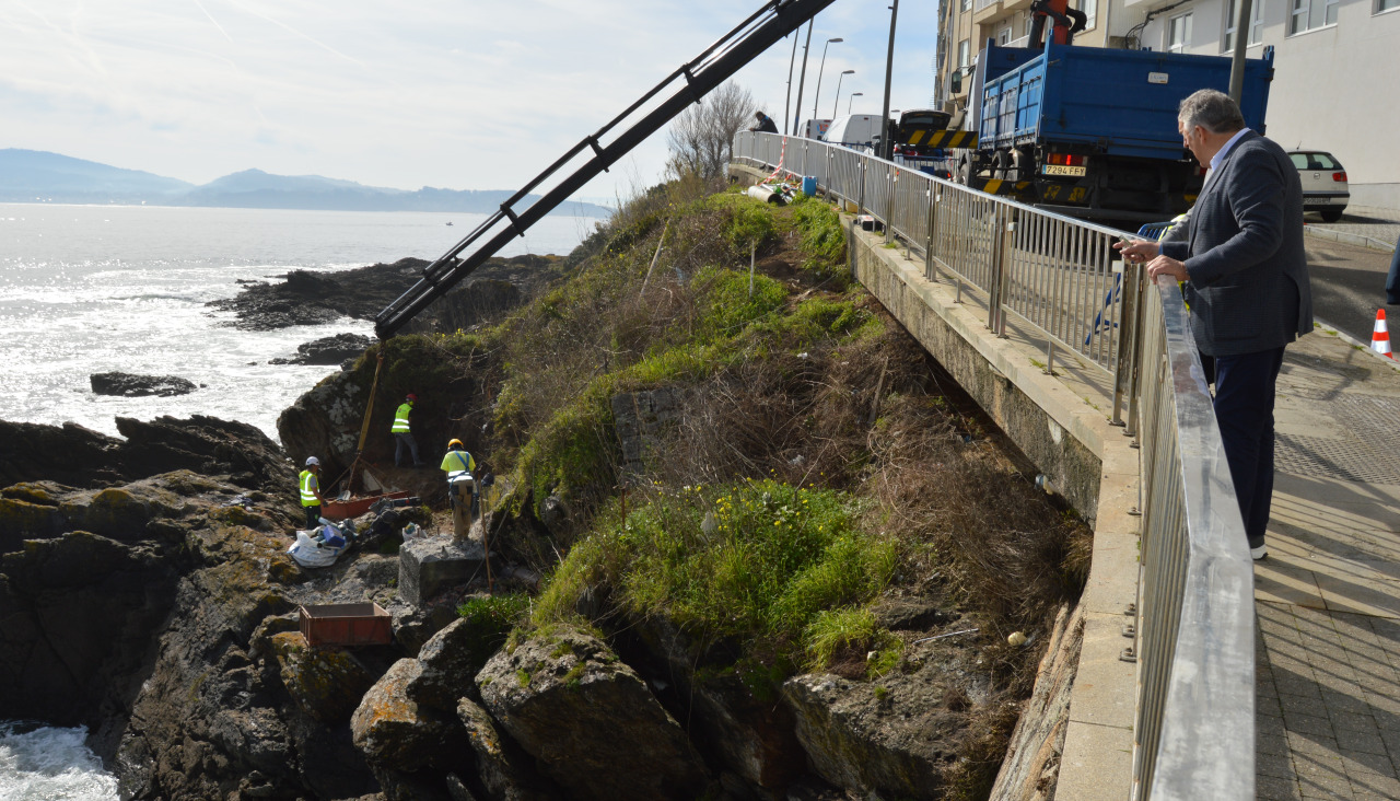 Visita a las obras en la Avenida de Galicia en Sanxenxo