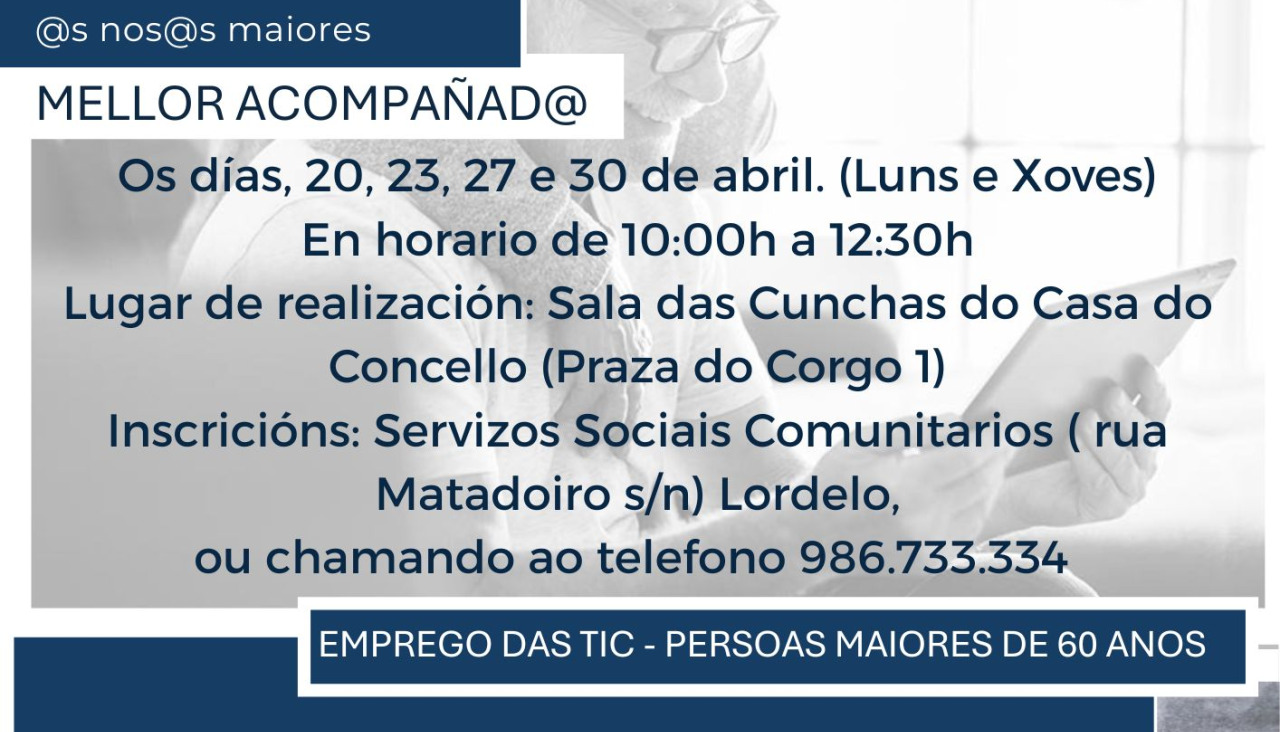 Cartel del taller de nuevas tecnologías en O Grove