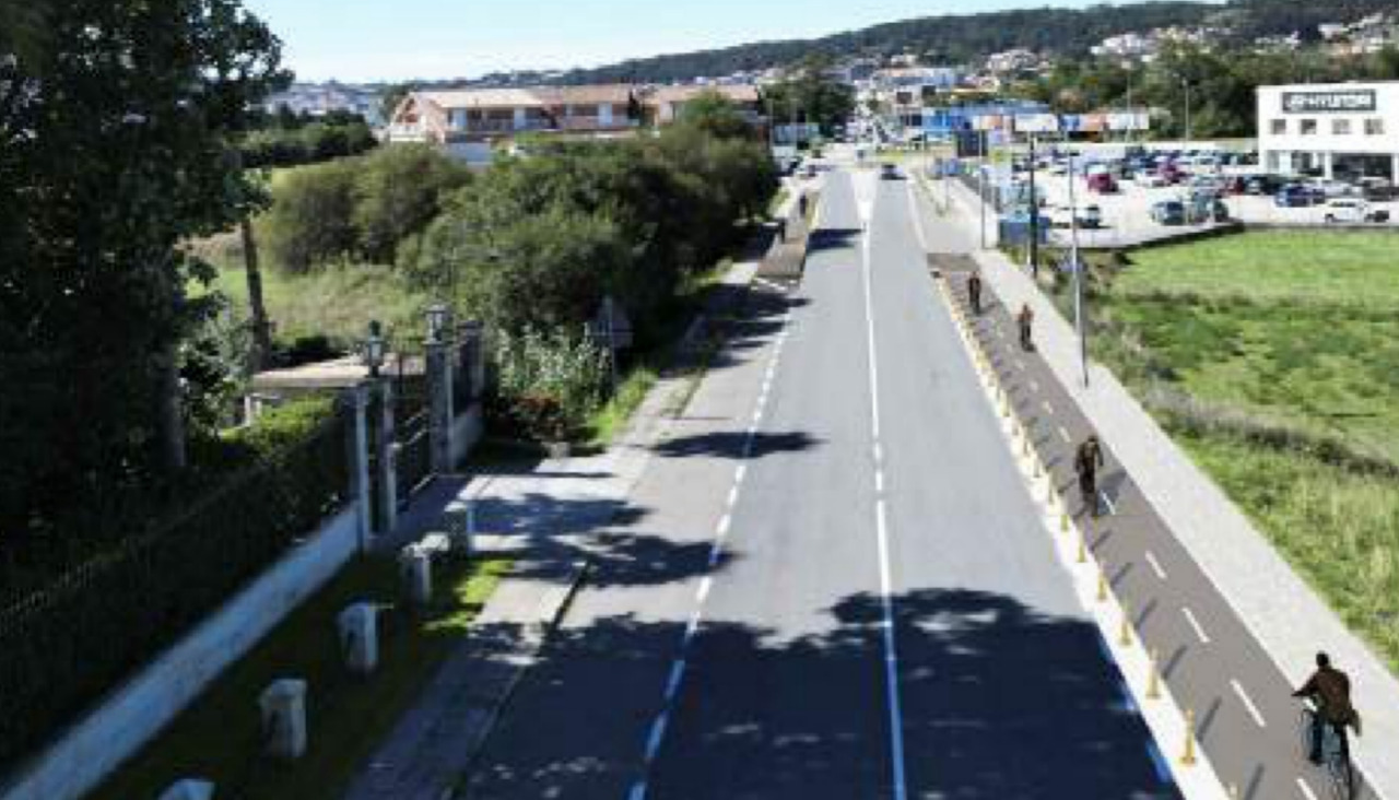 Fotomontaje del estado reformado del tramo de As Saíñas con la incorporación del carril bici proyectado