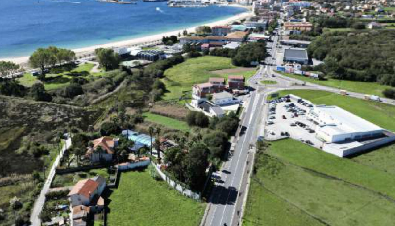 Vista aérea del tramo de Coroso y As Saíñas donde se construirá el futuro carril bici entre Coroso y Palmeira