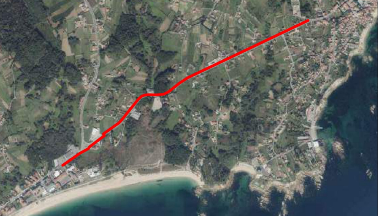 Imagen del trazado del futuro carril bici que unirá el existente en Coroso con Palmeira