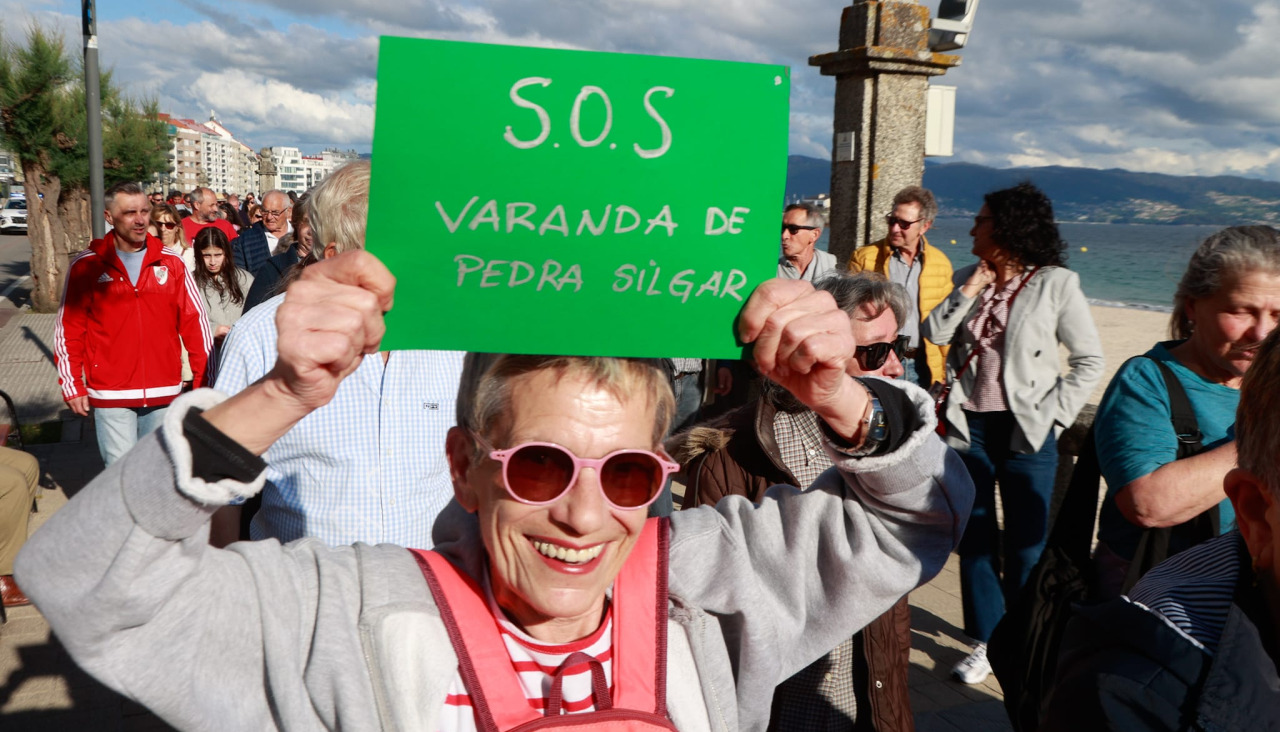 Una de las pancartas que portaban los manifestantes en Silgar