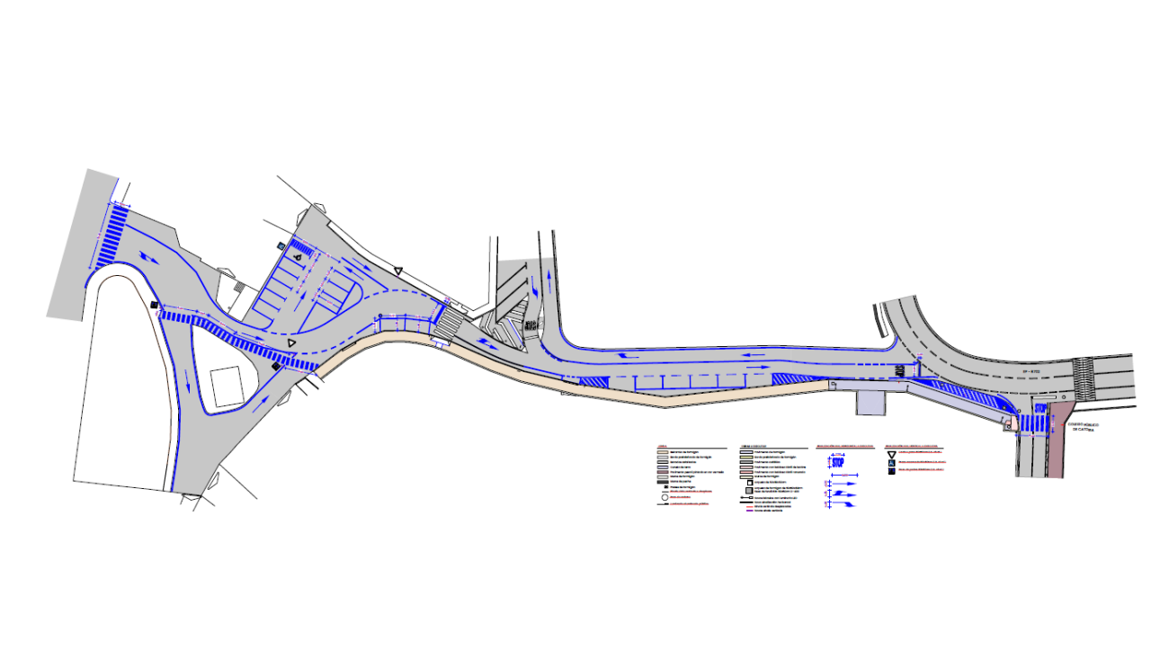 Plano del itinerario peatonal entre el núcleo urbano y el CPI Progreso