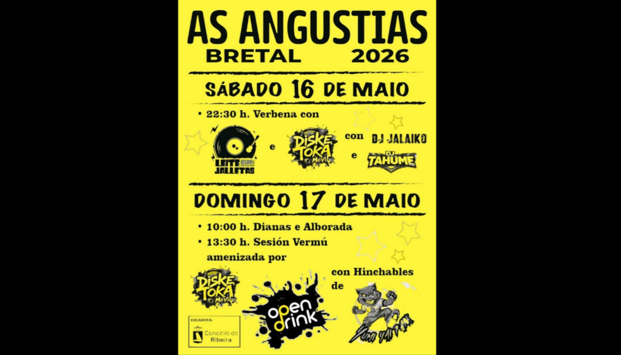 Imagen del cartel con la programación de la fiesta de As Angustias en Oleiros