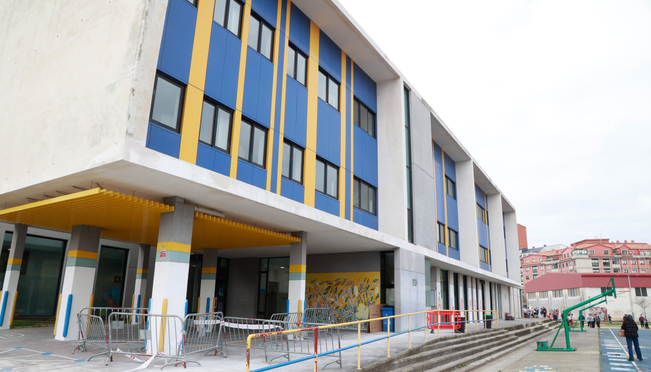 Un momento de las obras en el CEIP A Lomba