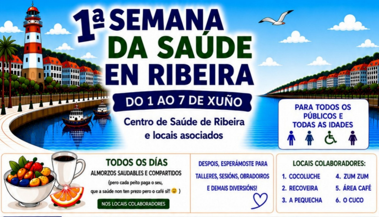 Imagen parcial del cartel anunciador de la 1ª Semana da Saúde de Ribeira