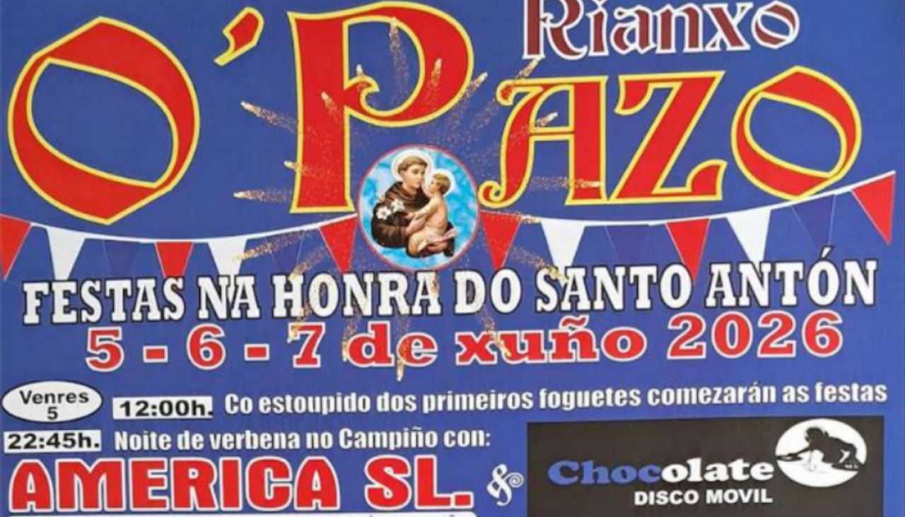 Imagen parcial del cartel con la programación festiva en O Pazopara la jornada inici8al que tiene lugar hoy