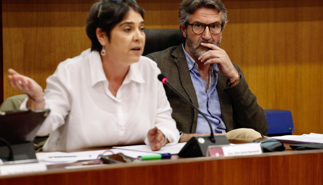 El alcalde de Vilagarcía, Alberto Varela, y la portavoz del gobierno, Tania García, en un pleno