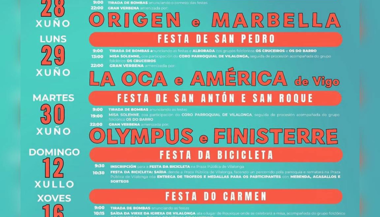 Cartel de las fiestas de Vilalonga, en Sanxenxo