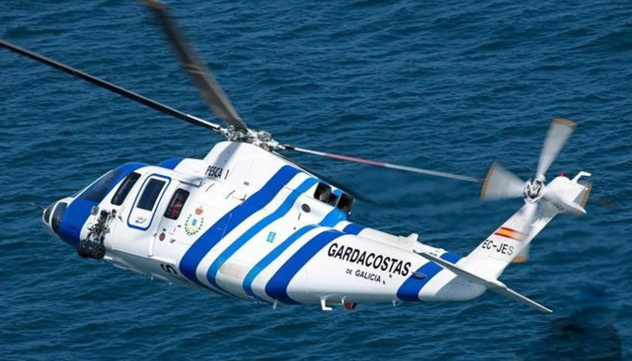 El helicóptero de rescate 'Pesca 1' del Servizo de Gardacostas de Galicia fue movilizado en el operativo de ayuda al niño en apuros